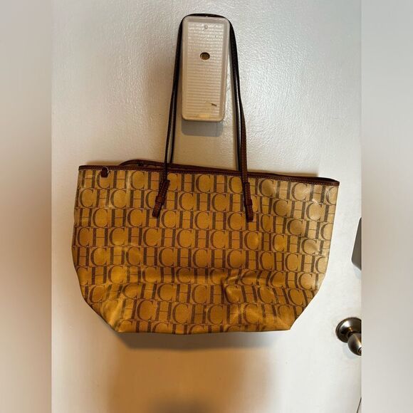Carolina herra logo handbag ch purse medium tote big signature shoulder bag - Picture 1 of 10